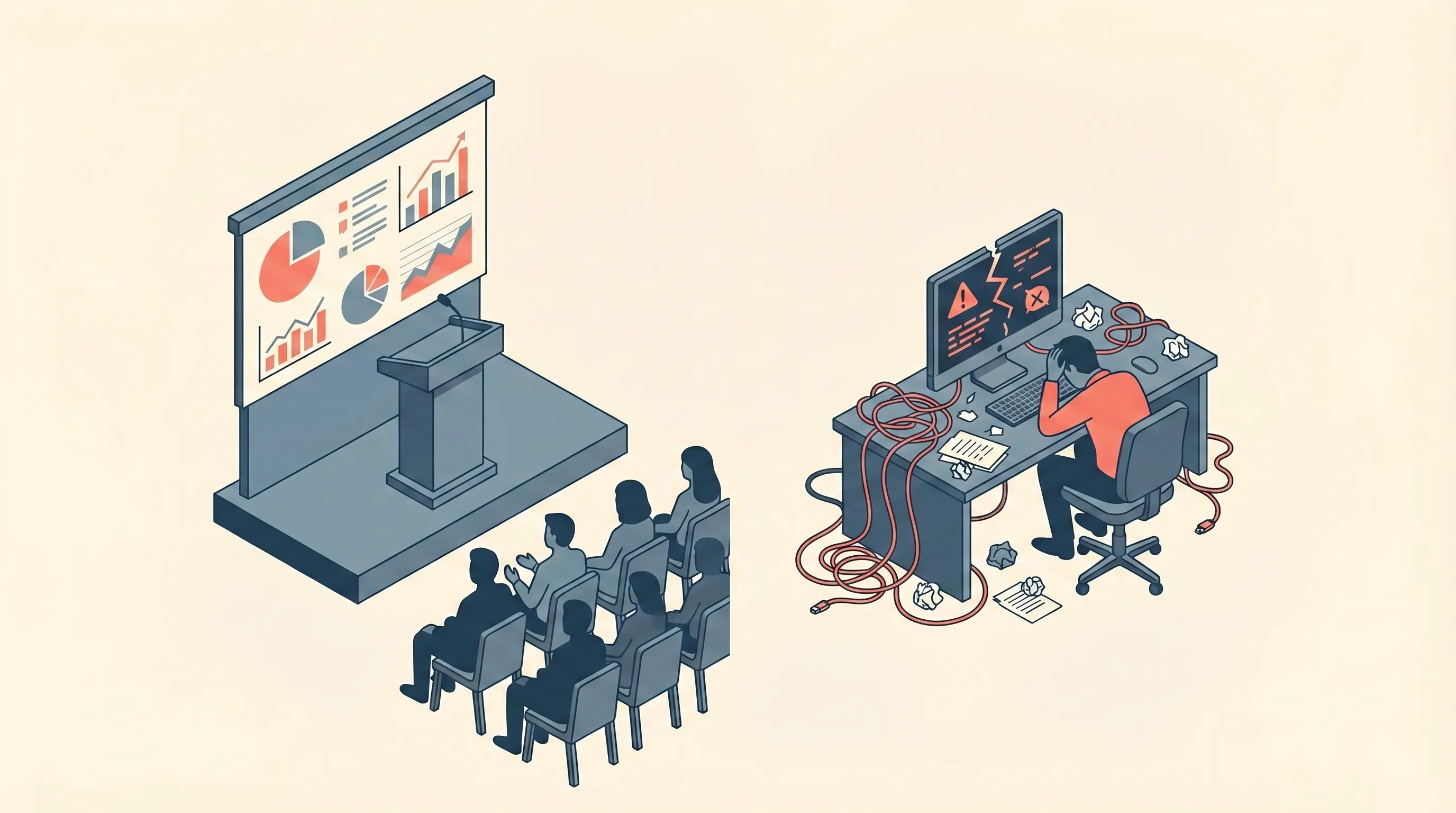 The gap between polished AI demos and messy production reality